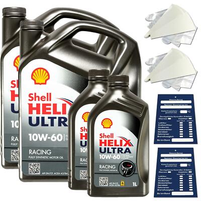 10 Liter original Shell Helix Ultra Racing 10W60 Motoröl ACEA A3 B3 B4 VW SET