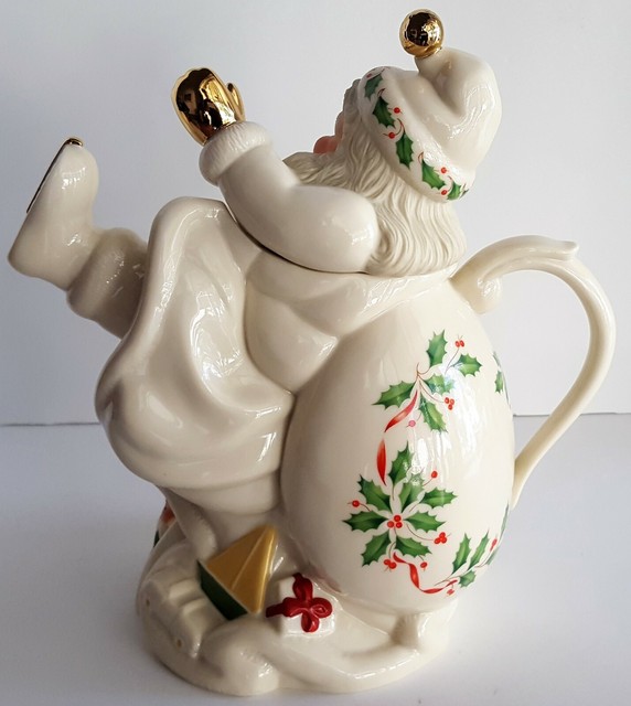 Lenox Holiday 1999 Millennium Santa Skates Teapot Decorative Christmas