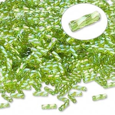 Matsuno Twist Green Rainbow 6mm Spiral Bugles Beads 50 Grams(840) *