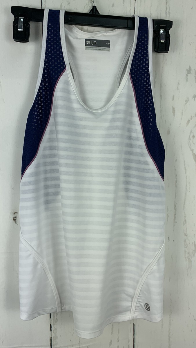 NWT LIJA Sz XS Tennis White Blue Racerback Athletic Sports Golf
