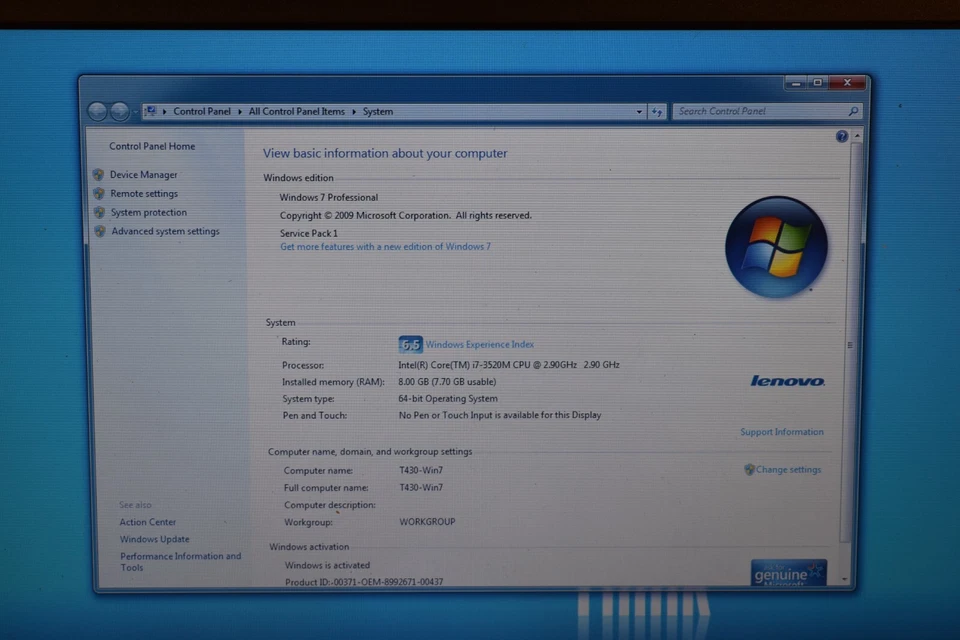 Lenovo ThinkPad T430 Core i7-3520M 2.9GHz 8GB RAM 256GB SSD Windows 7 Pro Webcam - Image 4 of 4