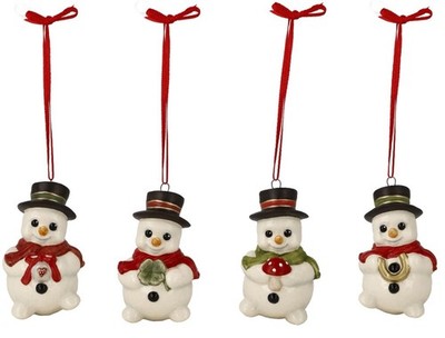 Goebel Set 4 Stück Hänger Schneemann Ornamente Schneemänner Winterglück Neu 2025