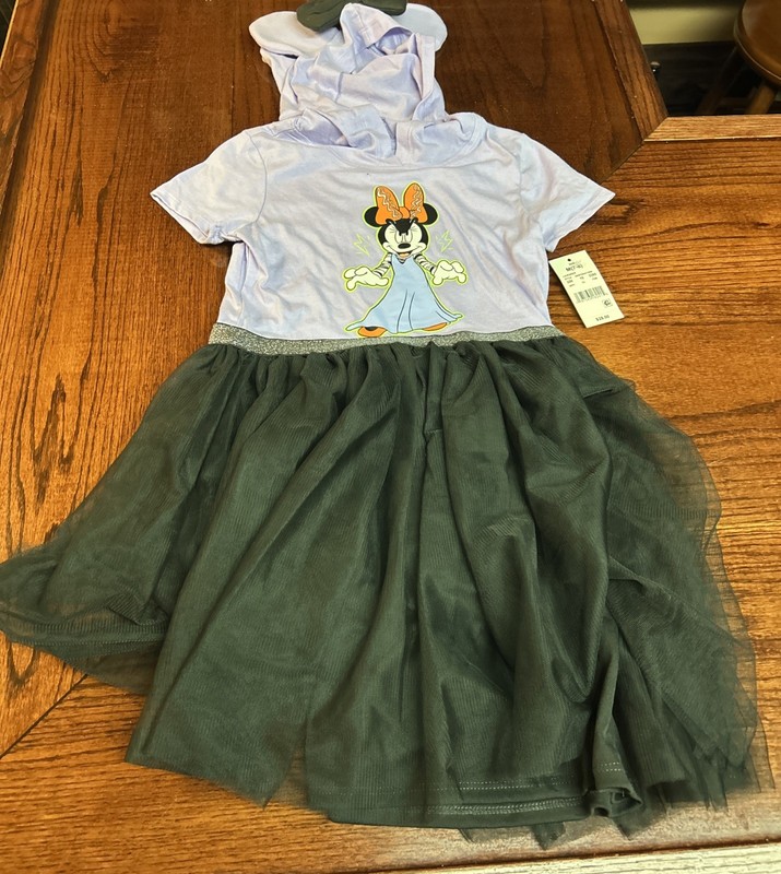 Disney Minnie Mouse Medium 7-8Tutu Dress Minnie Ears Hood