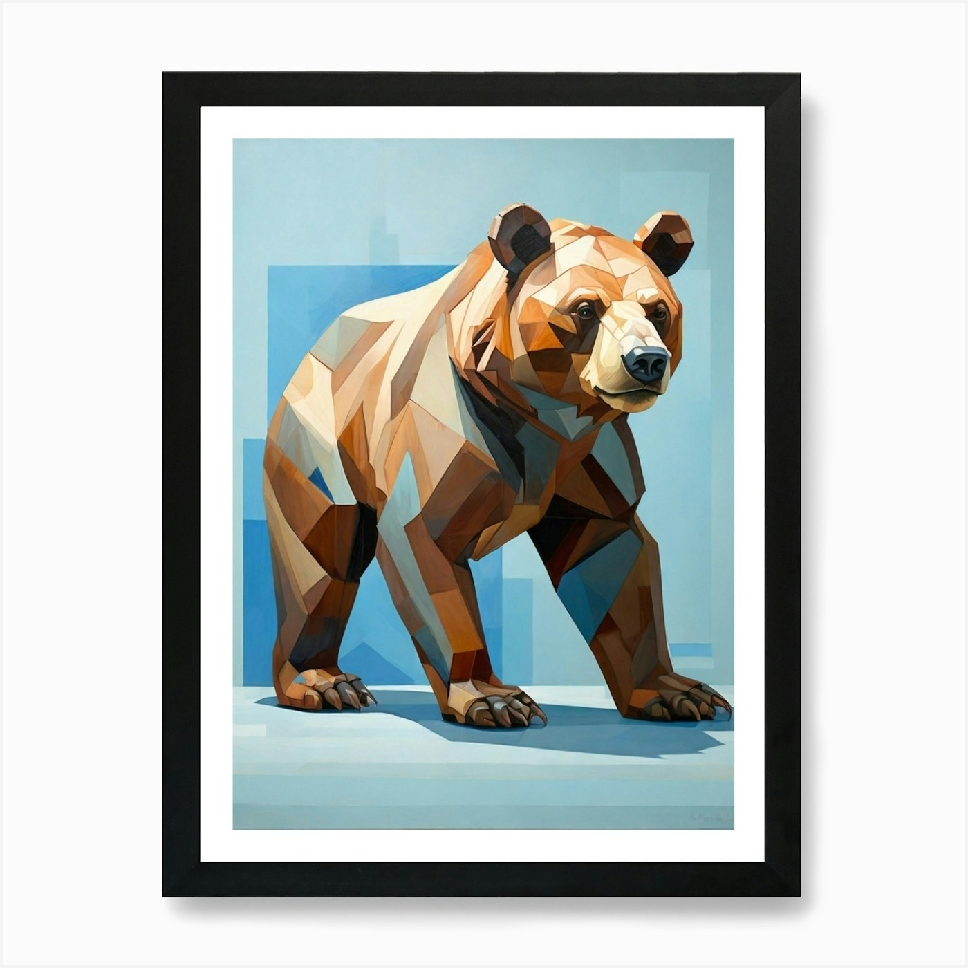 Geometric Bear Art Print Framed Wall Art Poster Canvas Print Picture