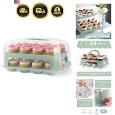 Porta Cupcakes EXTRA TALL DOME 24, Porta Cupcakes Verde Lleva 24 Cupcakes S...