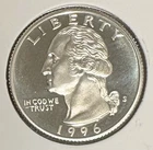 1996-S Proof UNC 90% Silver Washington Quarter NO RESERVE!