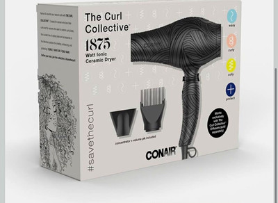 Conair The Curl Collective 1875W Ionic Ceramic Hair Dryer Black w/Concentrator