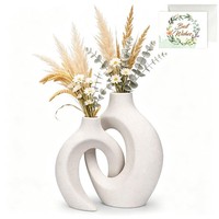 Keramik Vase 2Er Set Moderne Hohle Vasen Nordische Deko Beige 100% Keramik