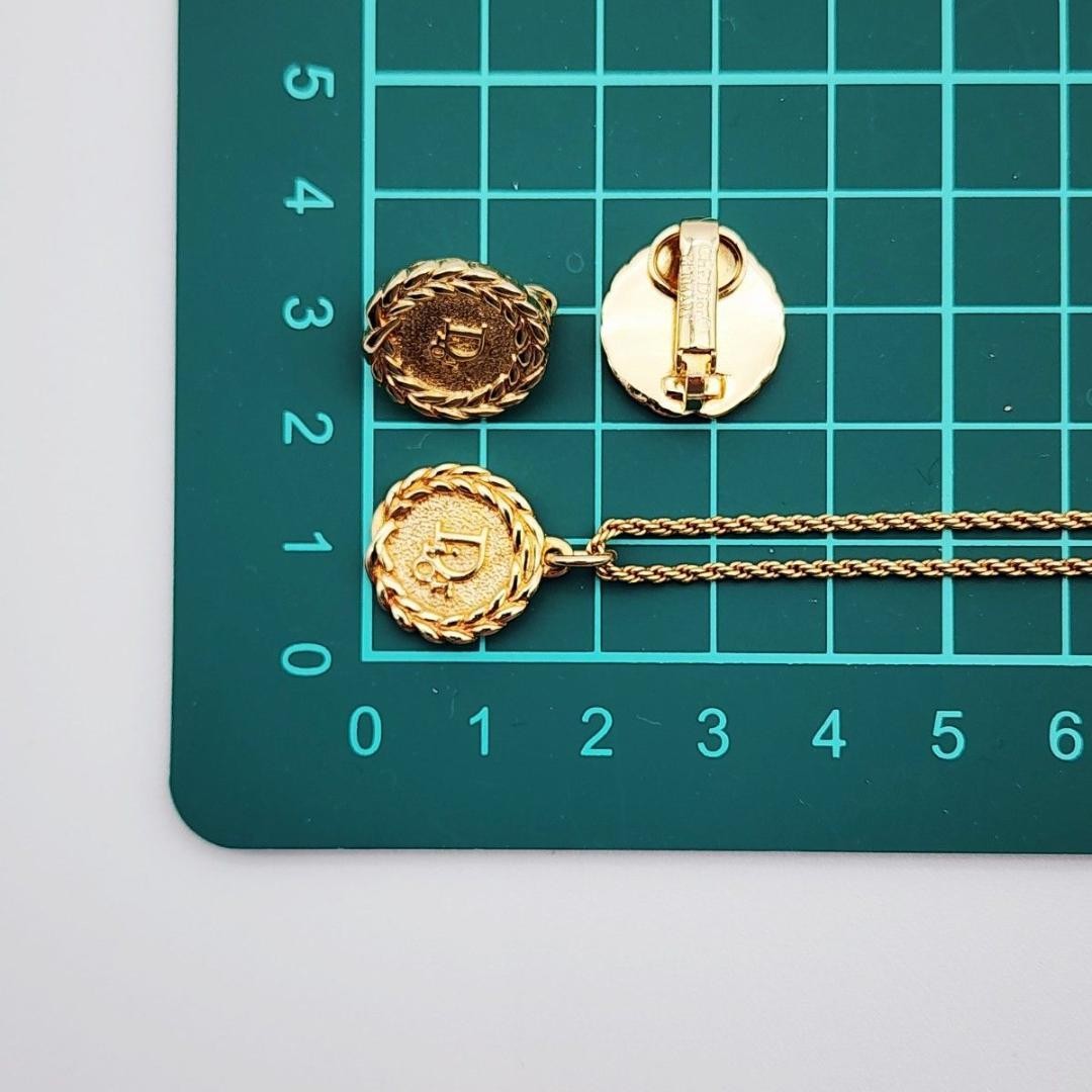 Christian Dior Necklace And Earrings Set Gold Women's From Japan Authentic