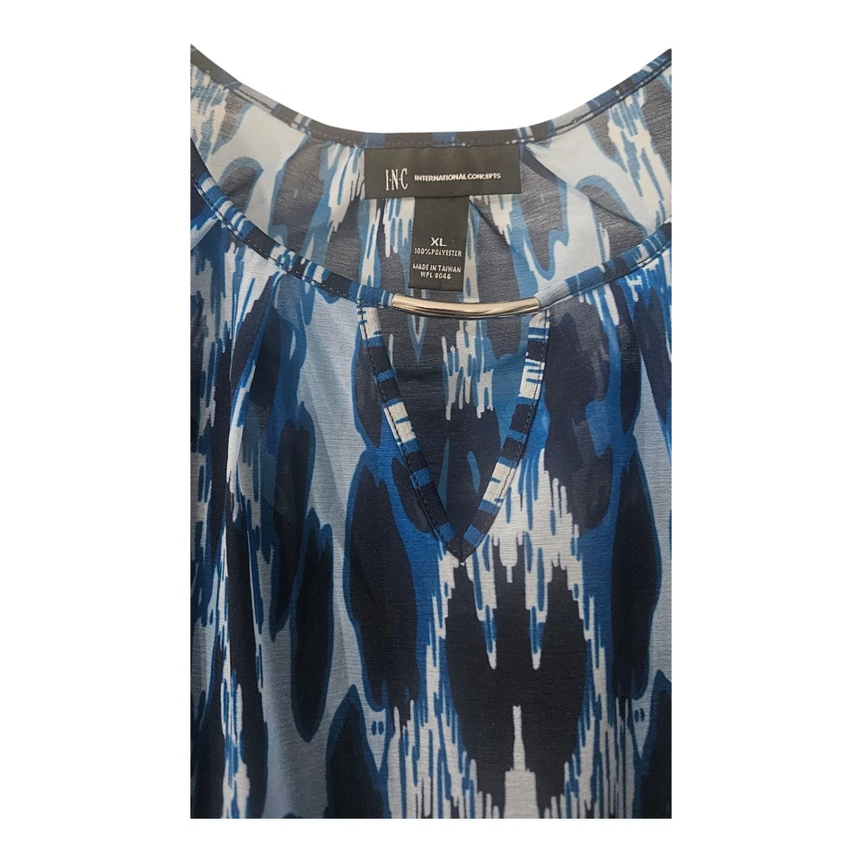 Blusa para mujer INC International Concepts XL azul camisola superpuesta transparente ojo de cerradura Foto 4 de 4
