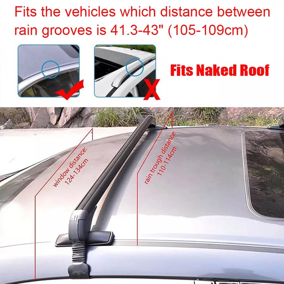 43.3" Top Roof Rack Cross Bars Luggage Carrier w/ Lock For Nissan Note 2014-2019 Foto 2 de 4
