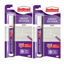 Unibond Triple Protection Anti-Mould White Grout Reviver Pen 7ml - 2 Pack