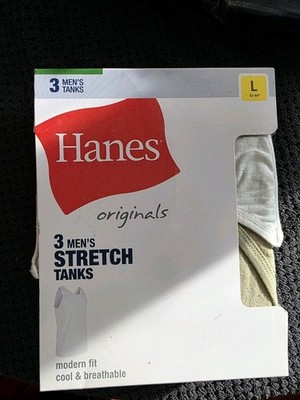 Hanes Originals Men's Stretch Cool/Breathable Tank Top 3-Pack Large. New 
