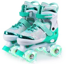 Girls Roller Skates for Kids Ages, 4 Sizes Adjustable Beginners Skates for Ag...