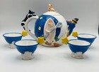 Dept 56 Hey Diddle Diddle Handpainted Ceramic Teapot 4 Cup Set Cat Moon Cow Dog — photo 2