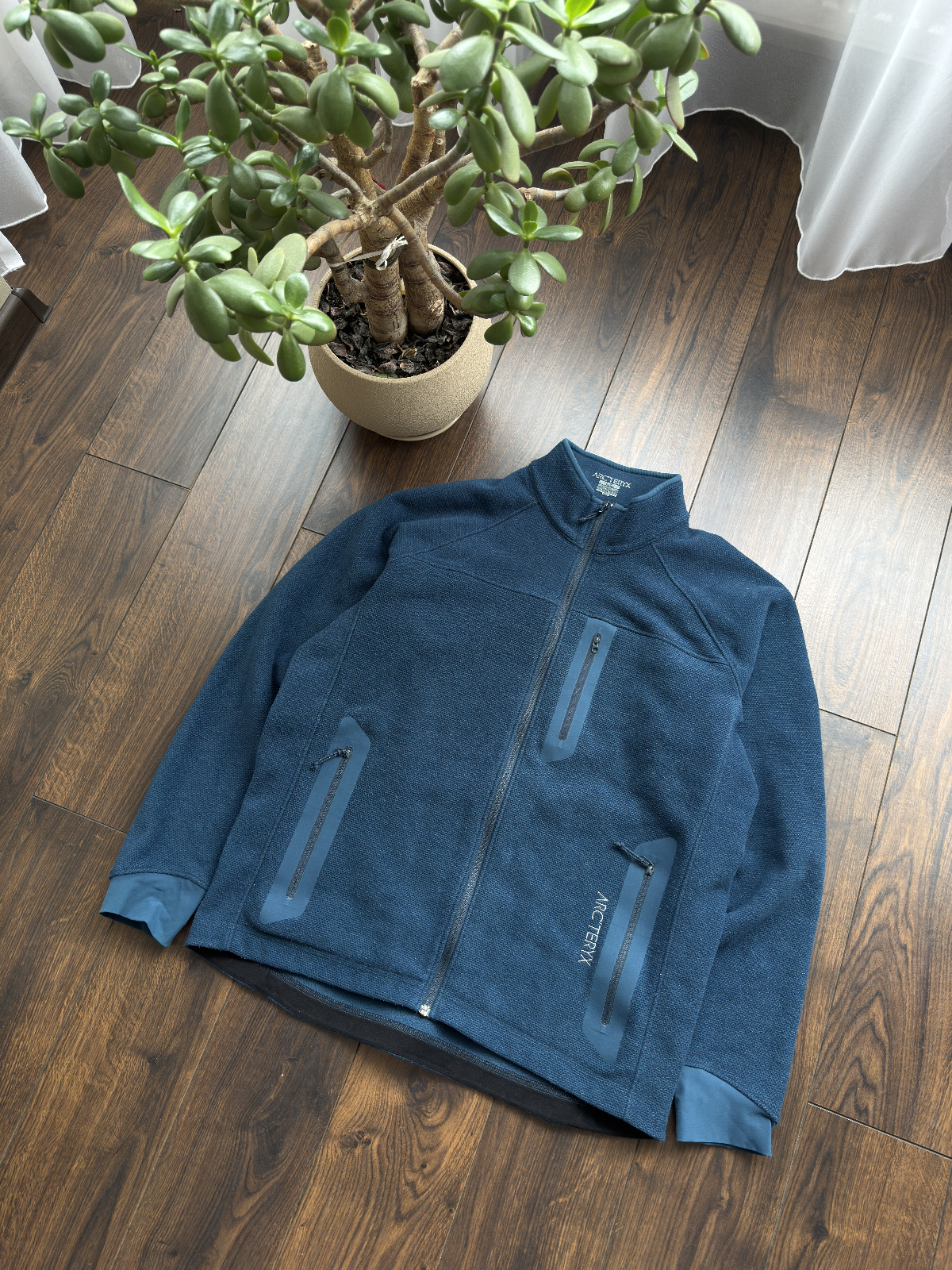 Giacca maglione ARC'TERYX blu in pile con zip Made in Canada