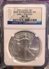 2011 SILVER AMERICAN EAGLE - $1 - 25th Anniversary - Early Releases - NGC MS70