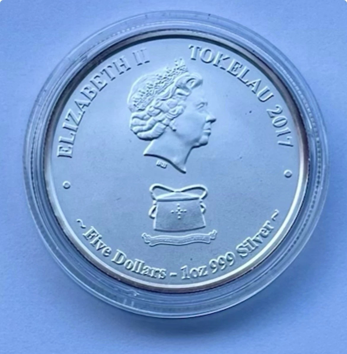 🪙Tokelau 2017 1 oz Plata .999–Kapoa Barracuda–Serie Ocean Life-S/C BU-Cápsula