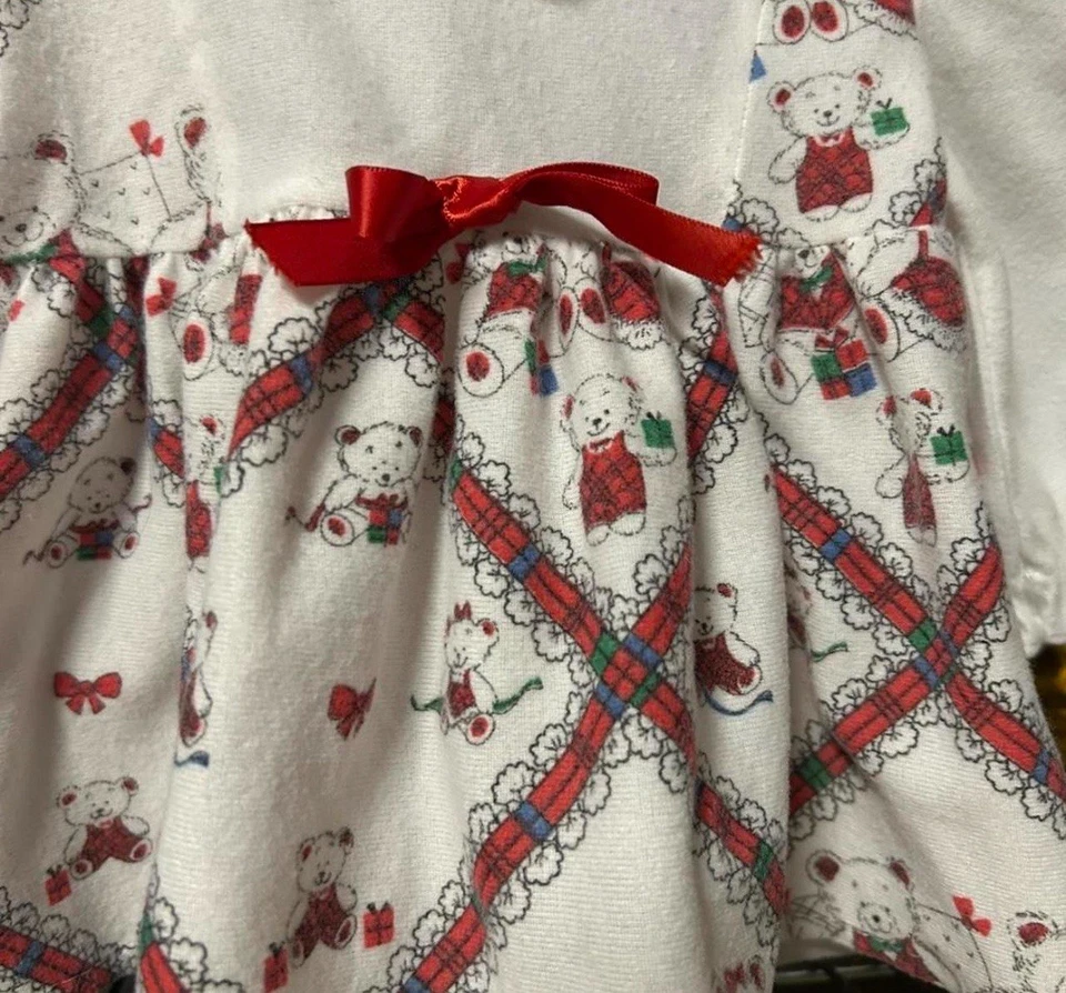 Vintage white and red Christmas short dress or long blouse for 6 month baby - Image 2 of 4