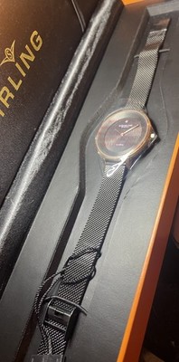 Stuhrling Original Diamond Accent Stainless Mesh Watch Krysterna Crystal Miyota
