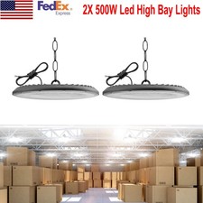 2Pcs 500W UFO Led High Bay Light Commercial Industrial Warehouse Garage Light