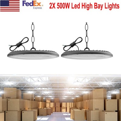 2Pcs 500W UFO Led High Bay Light Commercial Industrial Warehouse Garage Light