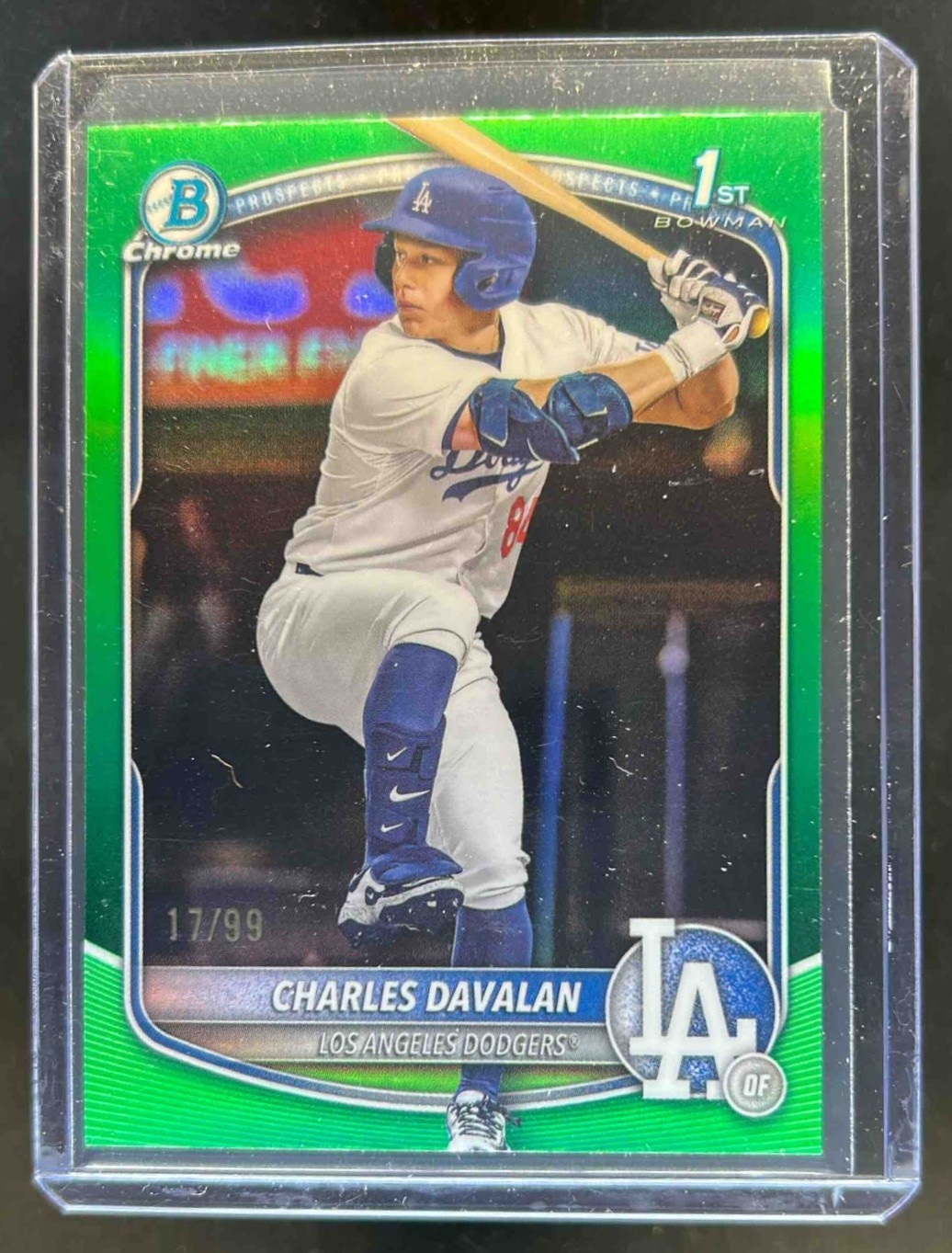 2025 Bowman Draft Charles Davalan Chrome Green Refractor 1st #/99 Dodgers