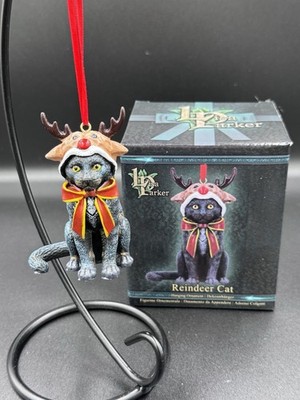 Nemesis Now Rentier Katze hängende Ornament (LP) 9 cm, schwarz, Weihnachten