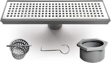 12-Inch Linear Shower Drain with Removable Grate, Professional Brushed 304 Stain