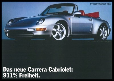 Porsche Poster 911 Cabrio Typ 993 Reprint 2013 Größe: 42 x 59,5 cm
