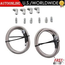 52" Length SS Braided Transmission Cooler Hose lines Fittings TH350 700R4 TH400