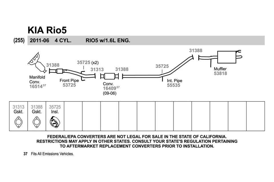 For Honda Accord 03-07 Exhaust Pipe Flange Gasket Perforated Metal w Fiber Core Foto 2 de 4
