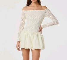 ASTR the Label Size Large Cream Off the Shoulder Bubble Minidress Msrp $99