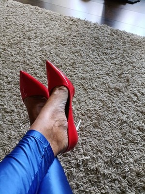 High Heels Rot 12 Cm Absatz  Gr 41,5 Büro Pumps Getragen