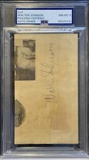 HOF WALTER JOHNSON CUT SIGNATURES PSA DNA AUTO 8