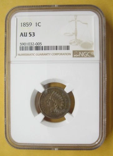 1859 Indian Head Cent NGC AU53 Take a Look