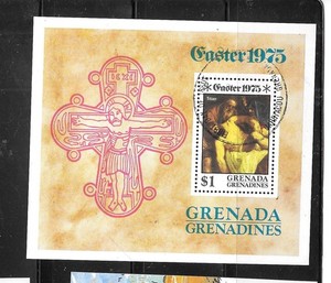 GRENADA GRENADINES #136 1975 CTO USED XF CHRISTMAS SOUVENIR SHEET TOPICAL STAMP