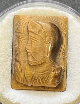 AAA Quality Chatoyant Tiger Eye Cameo   Hand Carved Double Profile Design