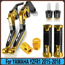 Motorcycle Brake Clutch Lever Handle Grip End Sets For YAMAHA YZFR1 15-2018 Gold