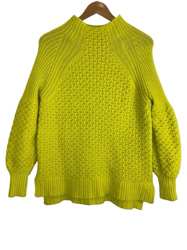 Anthropologie Bia Pullover mit Stehkragen Alpaka-Mischung gelb limette Größe Small