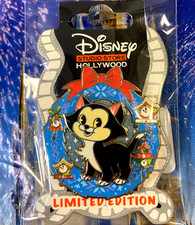 🍬 Disney DSSH DSF Christmas Holiday Cat Wreaths Figaro Pinocchio LE 400 Pin
