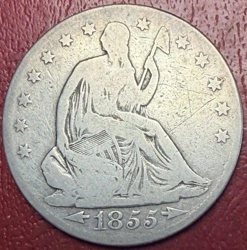 1855-O Seated Liberty Half Dollar. Free Shipping