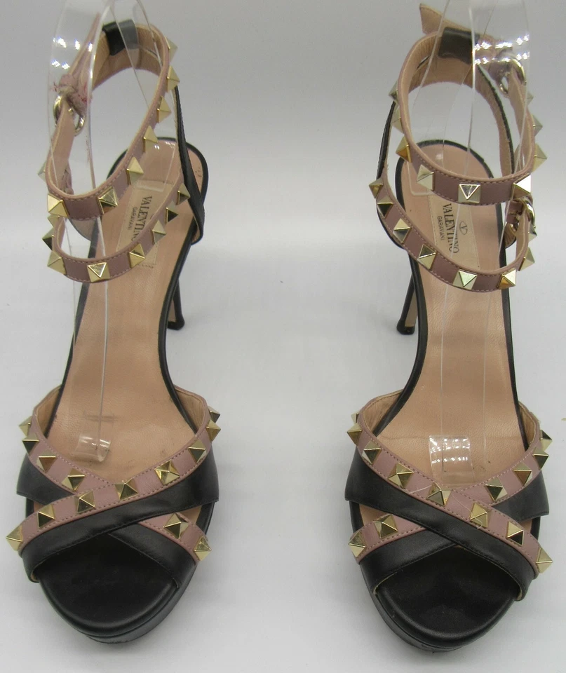 VALENTINO Rockstud Negro y Nude Plataforma Tobillo Correa Tacones Talla 40.5 Foto 2 de 4
