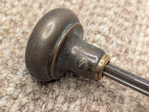 Antique Stamped Brass 2" Door Knobs and 2" x 7" Door Plates Set - Picture 8 of 9