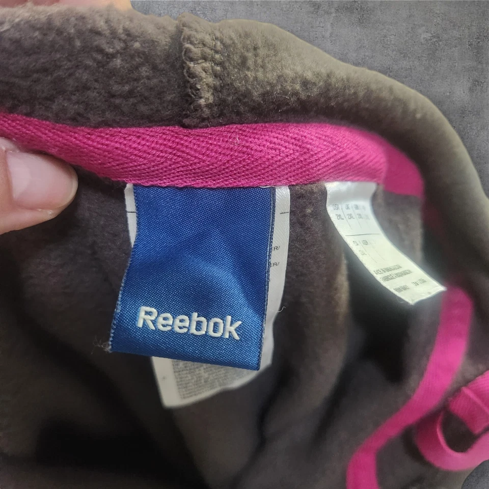 Chaqueta con capucha Reebok 2XL marrón cremallera completa logotipo sudadera con capucha rosa Foto 2 de 4