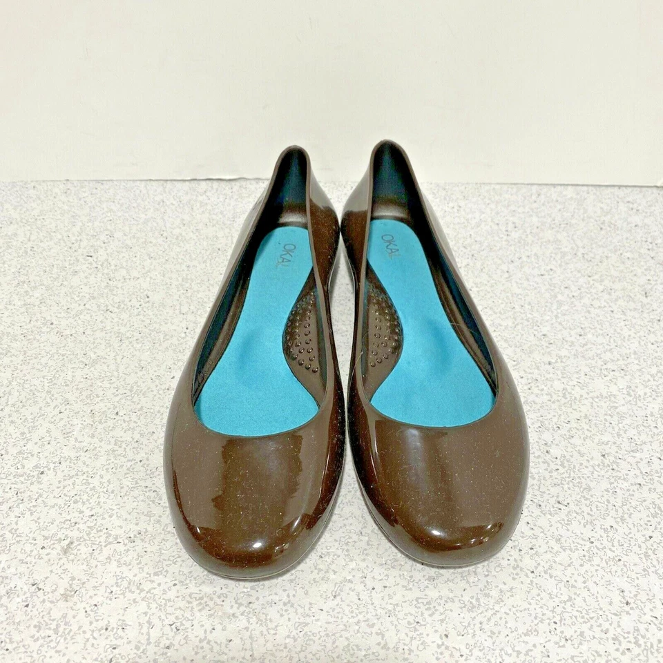 OKA-B brown ballet flats casual slip on comfort glossy finish shoes US size 7M - Image 2 of 4