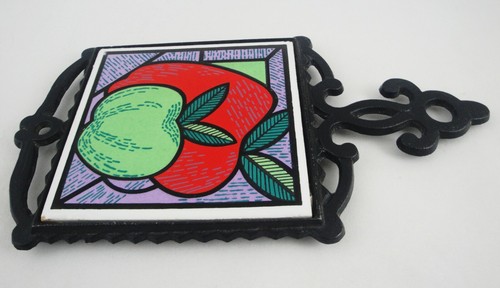 Azulejo Cerámico Negro Hierro Fundido Remache Rojo y Verde Manzanas Púrpura Diseño Mosaico - Imagen 7 de 12