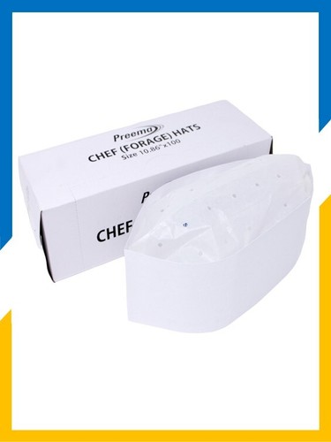 Paper Forage Hats White Disposable Catering Adjustable 100 per pk Preema - Picture 2 of 3