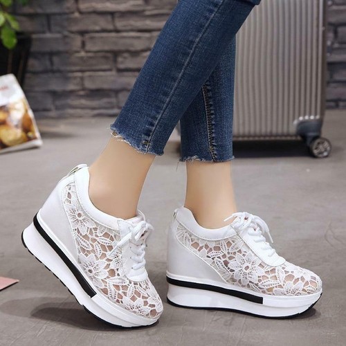 Sandalias transpirables con cordones para mujer zapatos plataforma de  verano | eBay
