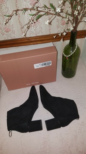 Via Spiga Women's Noel Suede Block Heel Booties balck size 8.5 $295 - Picture 5 of 10